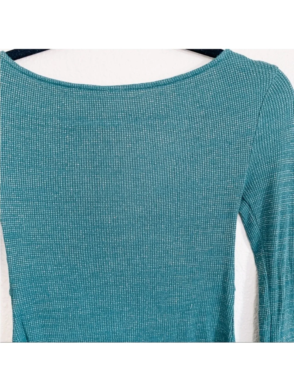 Free people say when metallic green long sleeve top
